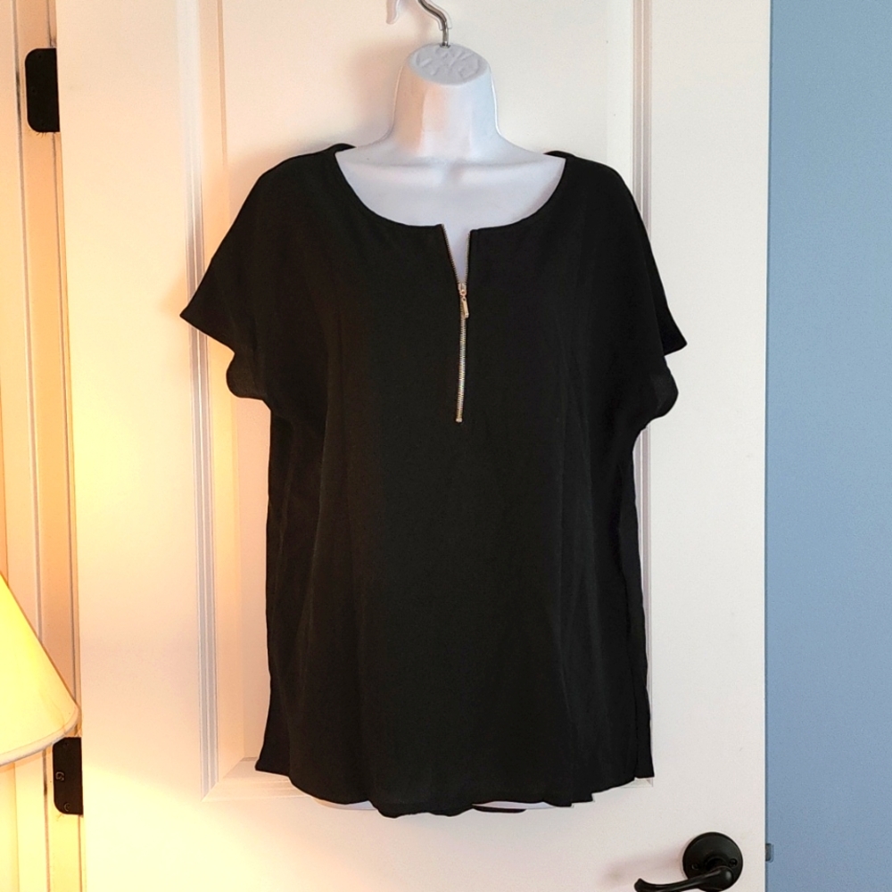 Half zip black blouse